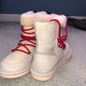 UGG Shoes - Cream Ugh boots with red laces UGG Shoes - Cream Ugh boots with red laces